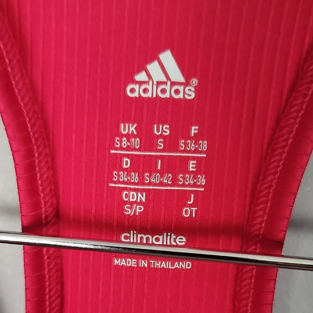 Adidas Pink Ribbed Racerback Fitted Tank Top - Picture 2 of 6